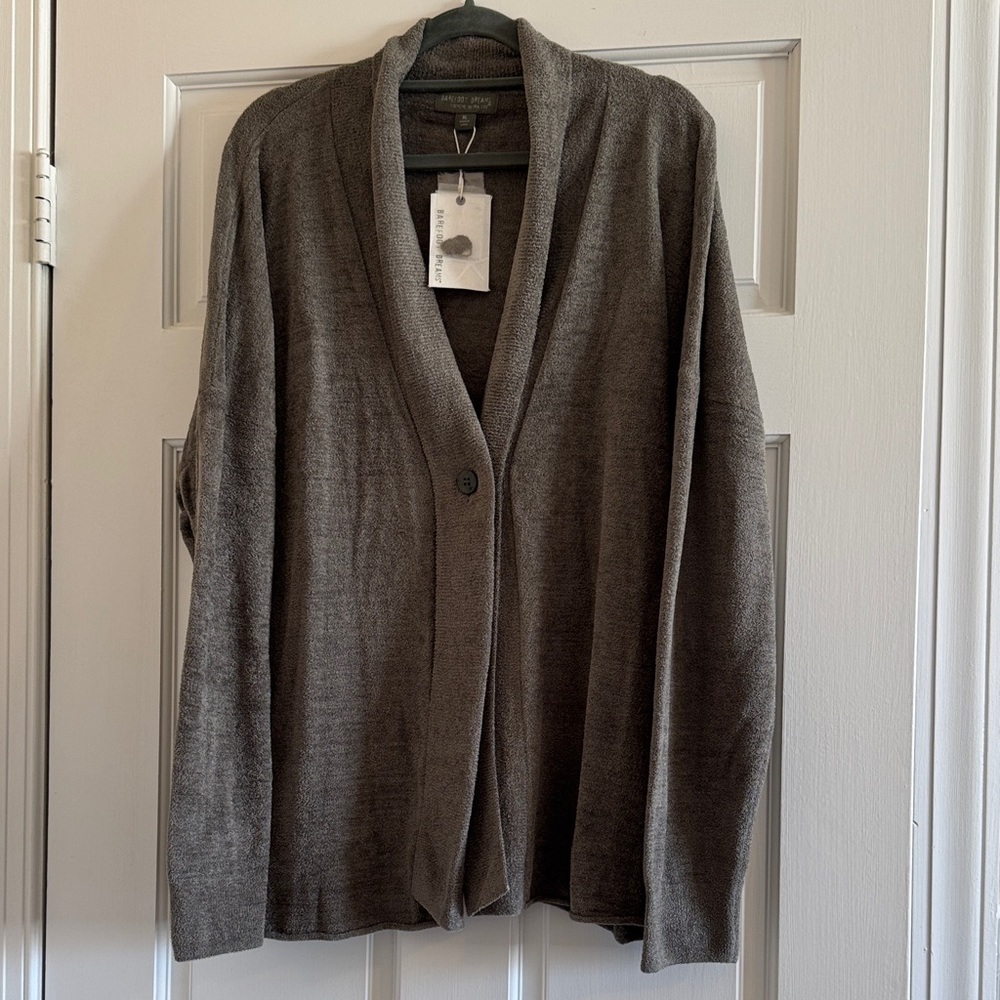 Barefoot Dreams CozyChic Ultra Lite Button Front Rib Collar Cardigan NWT